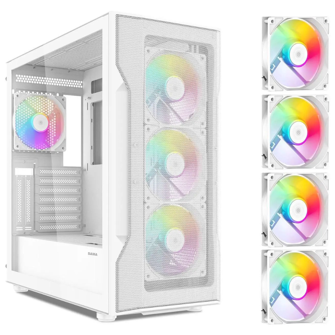 SAMA S40 ATX High Airflow 4x 120mm ARGB PWM Fans Mid Tower Case
