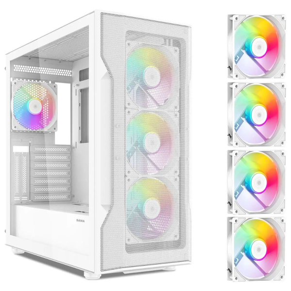 SAMA S40 ATX High Airflow 4x 120mm ARGB PWM Fans Mid Tower Case