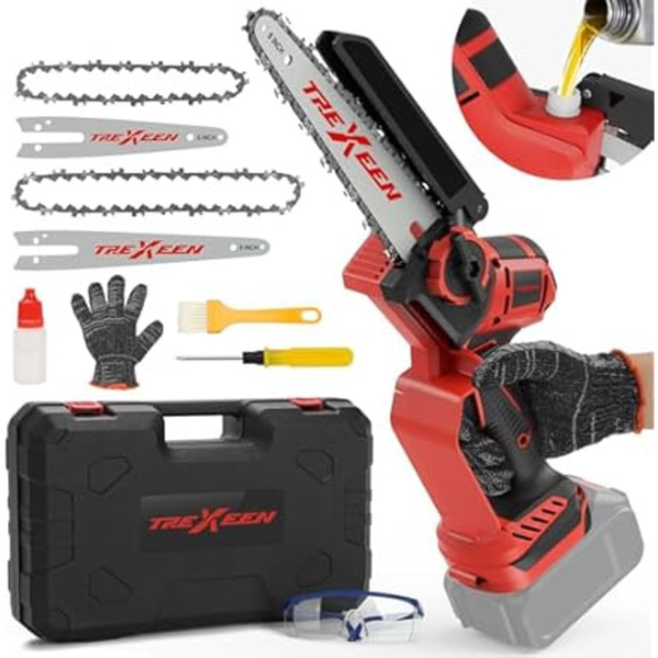 2-in-1 Cordless 8" & 6" Dual-Length Electric Chainsaw