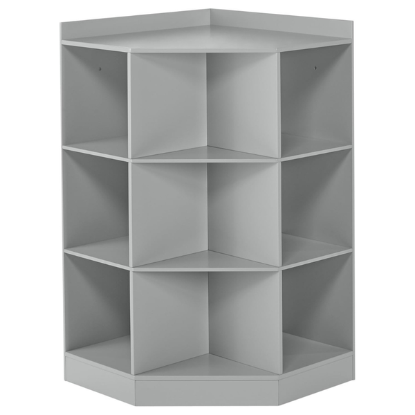 Kids Toy Storage Corner Cabinet With 6 Cubbies & 3 Angled Shelves