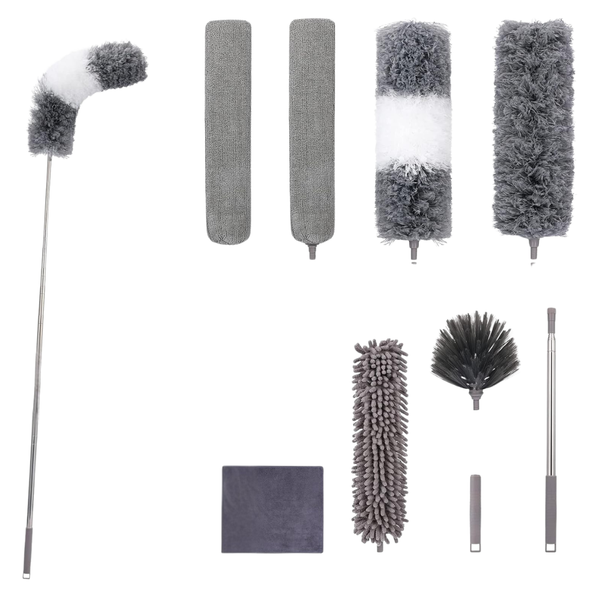 9-Piece Reusable Microfiber Extendable Feather Duster (30" To 100")