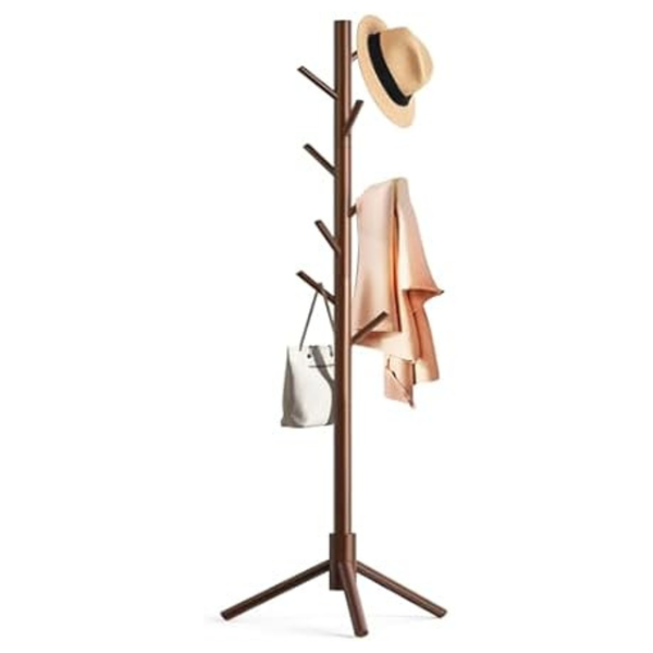 Aliphon Wooden Coat Rack Stand With 8 Hooks