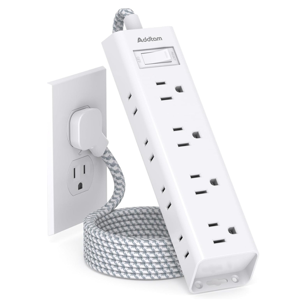 Addtam 6Ft 12 Widely 3 Sides Outlet Surge Protector Power Strip