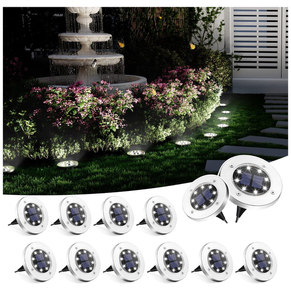 12-Pack Solpex 8 LED Waterproof Landscape Outdoor Solar Lights