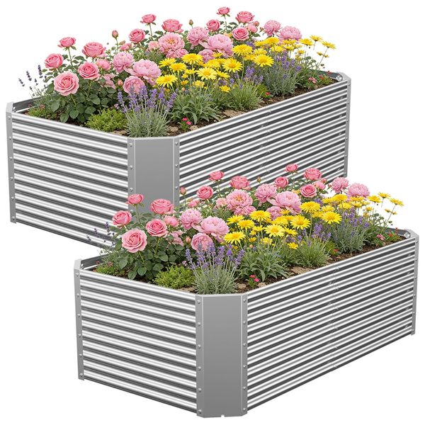 2-Pack Annzoe Durable Galvanized Steel Raised Garden Bed
