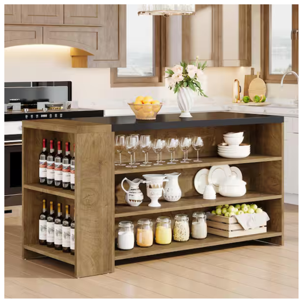 Wood 5-Tier Kitchen Island