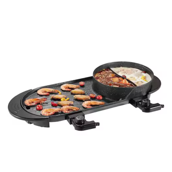 2200W 2-in-1 Electric Smokeless Indoor Grill & Hot Pot