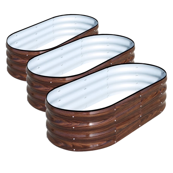 3-Pack 4x2x1ft Raised Galvanized Garden Bed (3 Colors)
