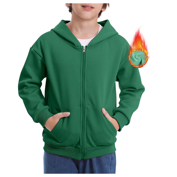 Boys' Fleece-Lined Soft Zip-Up Hoodie With Pockets (Various)