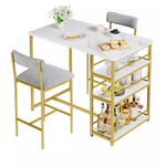 2-Set Gaomon Metal Kitchen Table Set With 2 Upholstered Chairs