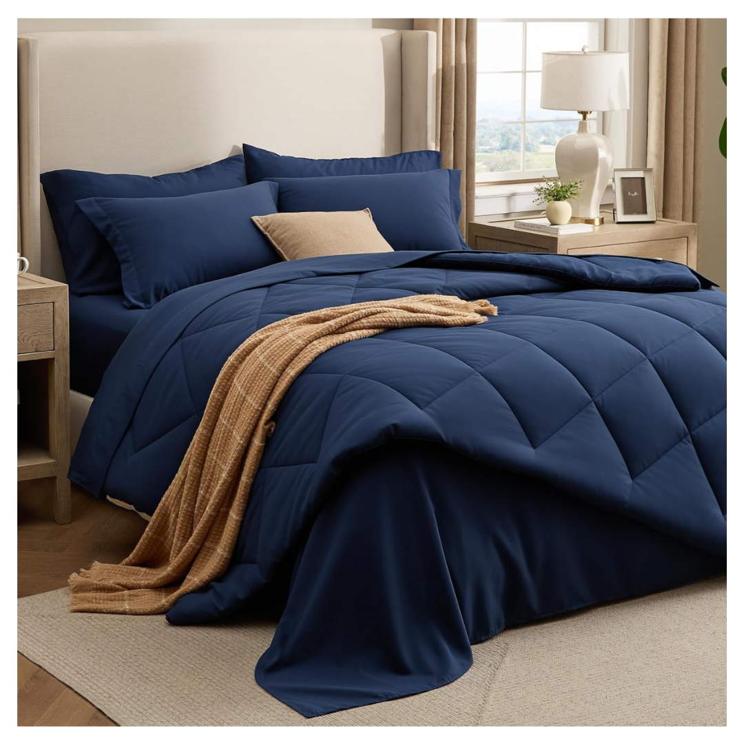 7-Pieces Bedsure Goose Down Alternative Comforter Set (Queen)
