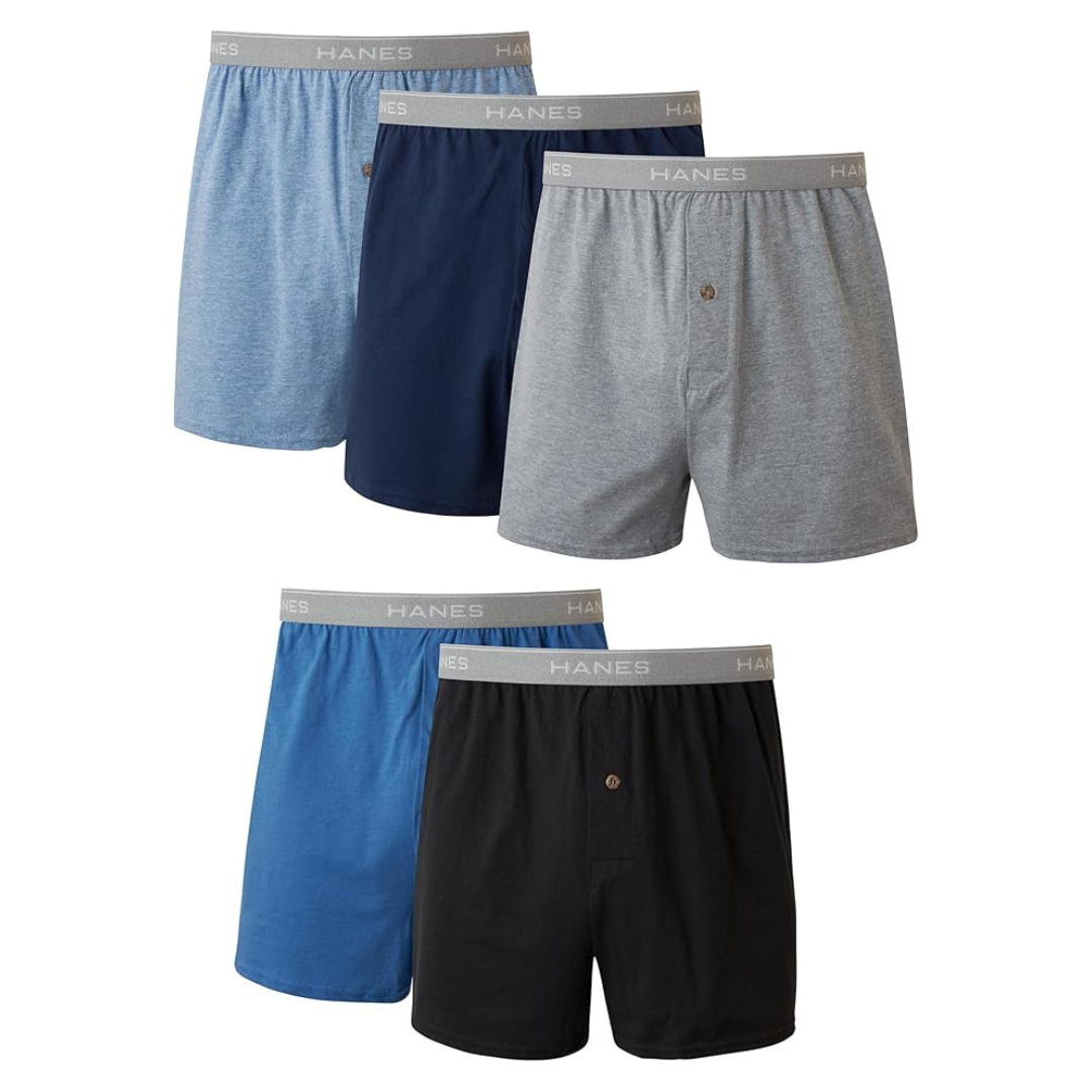 5-Count Hanes Men's Cotton Knit Comfortable Boxer Underwear (Various Size)