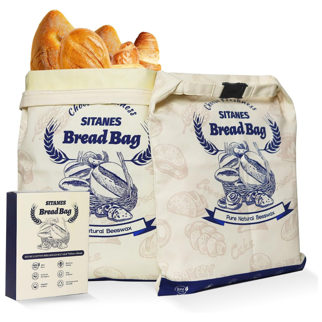 2-Pack 16.5" X 12.6" Reusable Beeswax Bread Bags
