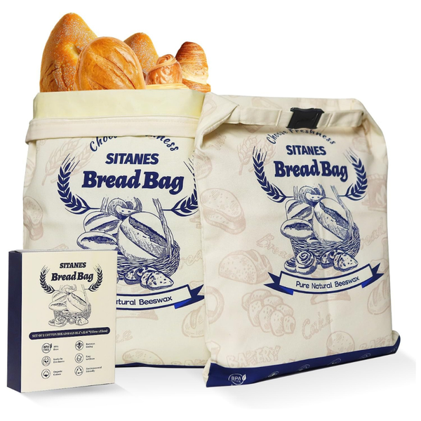 2-Pack 16.5" X 12.6" Reusable Beeswax Bread Bags