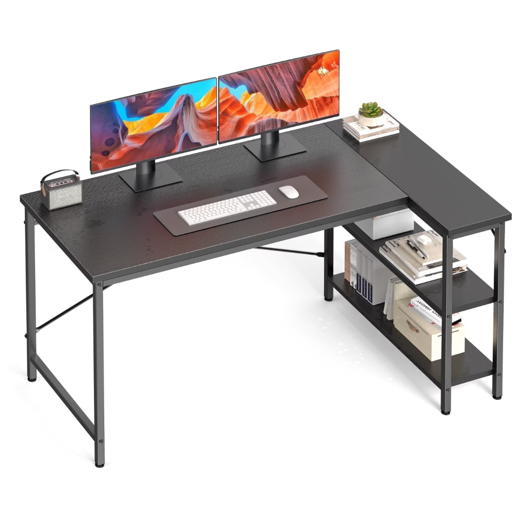 39" L Shaped Desk With Reversible Storage Shelves