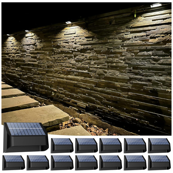 12-Pack Waterproof Outdoor Solar Fence LED Step Lights