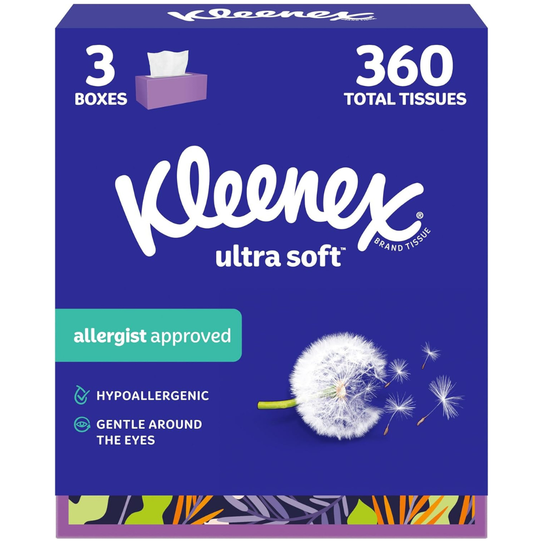 3-Pack Of 120-Count Kleenex Ultra Soft 3-Ply Facial Tissues (360 Total)