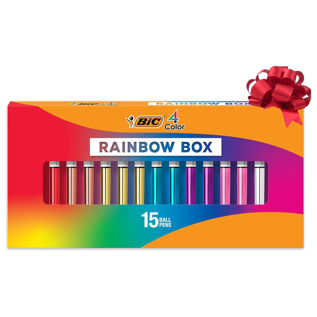 15-Count BIC 4-Color Rainbow Shine Limited Edition Pens Set (Medium Point)