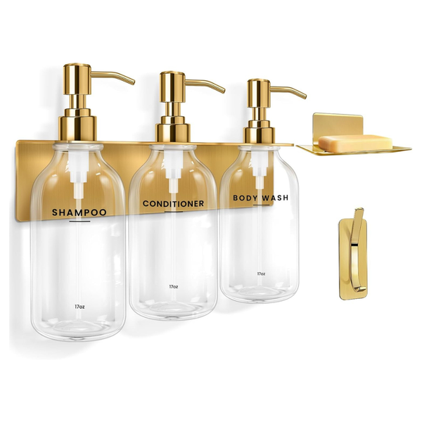 7-Piece 17oz Wall Mounted No Drill Shampoo Dispenser Set