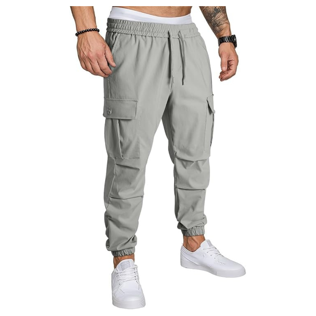 JMIERR Men's Drawstring Stretch Jogger Cargo Pants W/ Multi Pocket (Various)