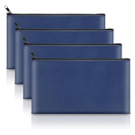 4-Pack 11'' X 6.1'' PU Leather Money Bags With Zipper (Blue)