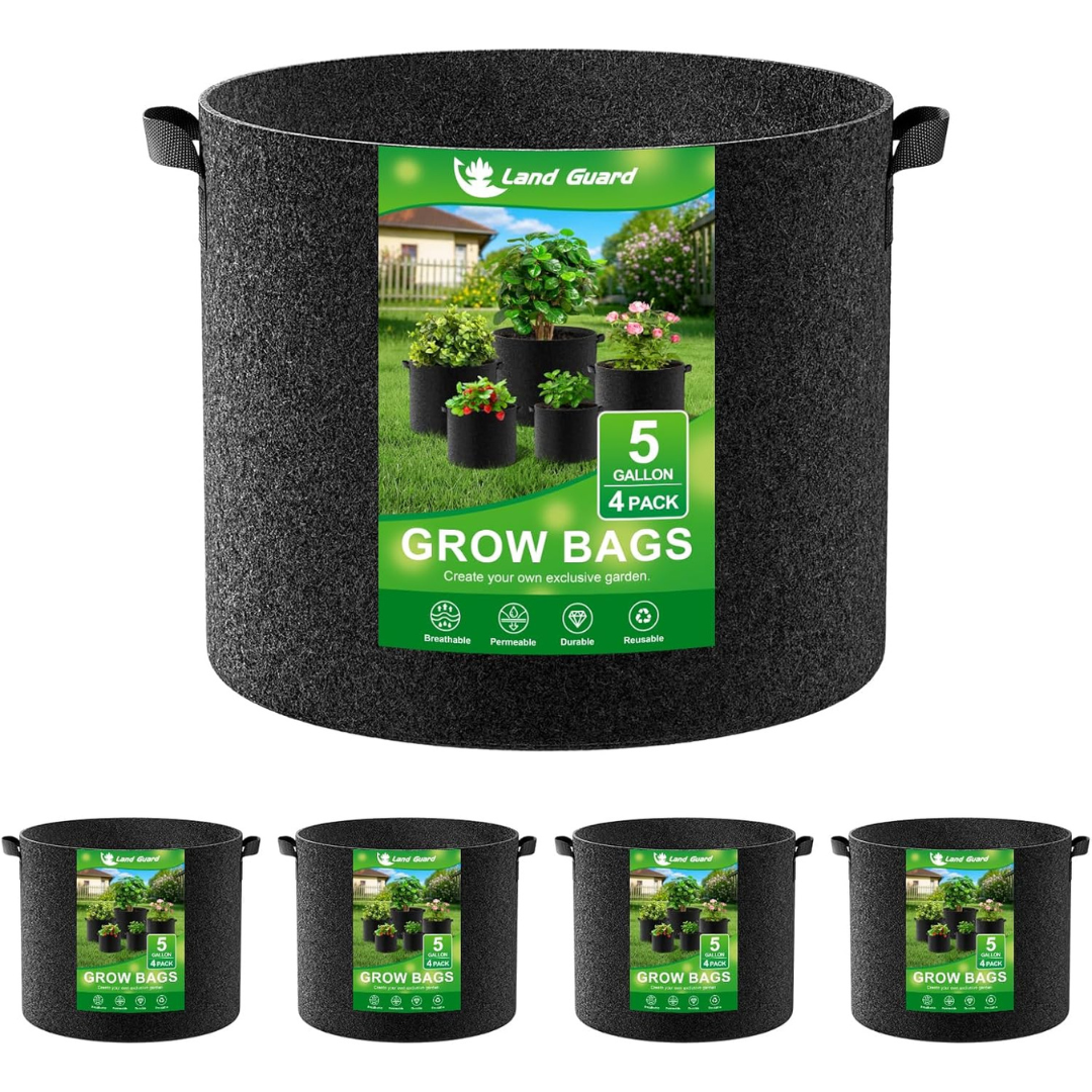 4-Pack 5 Gal Fabric 300G Thickened Plant Grow Bags