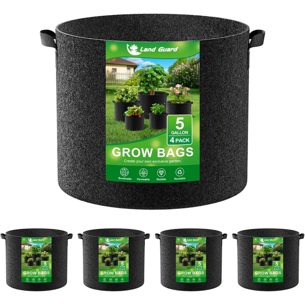 4-Pack 5 Gal Fabric 300G Thickened Plant Grow Bags