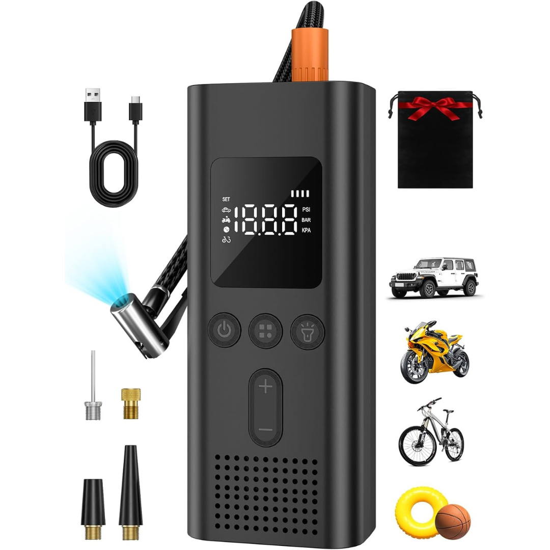 150 PSI Tire Inflator Portable Air Compressor Pump W/ LED Light