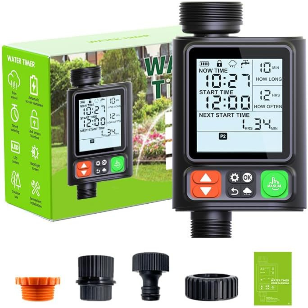 Waterproof 10-Mode Sprinkler Timer Garden Hose Attachment W/ 3" LCD Display