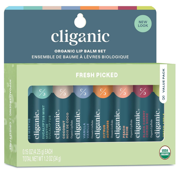8-Count Cliganic Organic Lip Balm Set For Dry Lips
