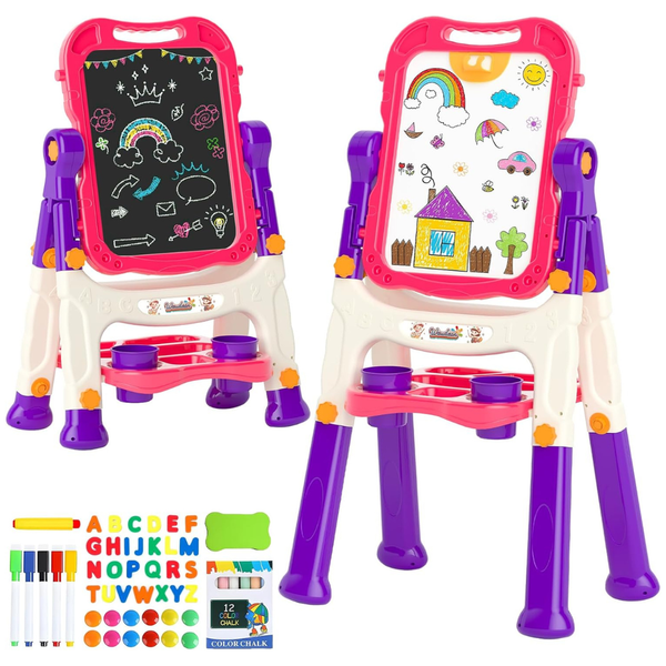 Weudear Double Sided Magnetic Kids Art Easel Chalkboard