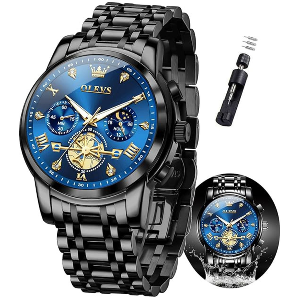 OLEVS Men's Waterproof Luxury Stainless Steel Chronograph Watch (2 Colors)