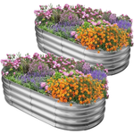 2-Pack 4x2x1 ft HGD Raised Garden Bed Kit Oval Galvanized Metal