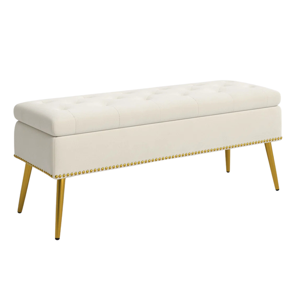 The Twillery Co 45.5" W Upholstered Flip Top Storage Bench