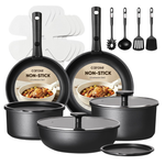 19-Pieces Carote Non Stick Pots And Pans Set With Detachable Handle