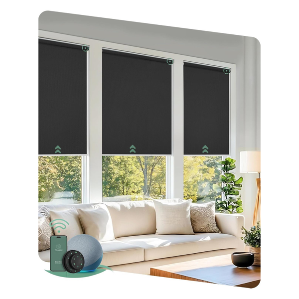 117"L X 105"W Motorized Blackout Smart Blinds With Remote