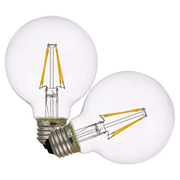 2-Pack 2700K Globe Style Antique Filament LED Light Bulb