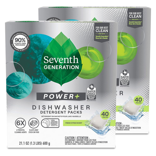 80 Seventh Generation Power Plus Dishwasher Detergent Packs