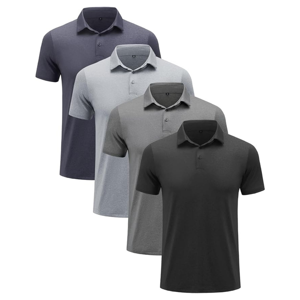 4-Pack Men's Quick-Dry Athletic Polo Shirt