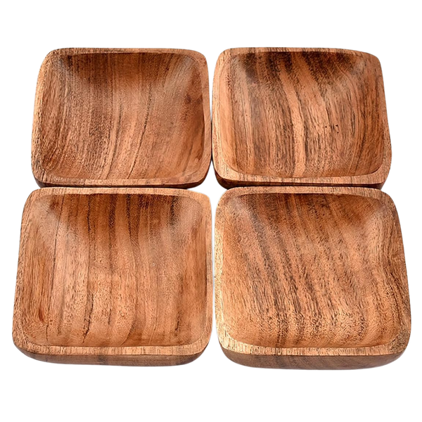 4-Pack Acacia Wood Snack Bowl (4" X 4" X 1.5")