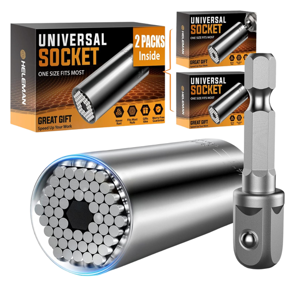 2-Pack Heleman Universal Socket Tool Set With Power Drill Adapter