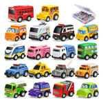 18-Pack Assorted Pull Back Car Toys With Storage Organizer Box