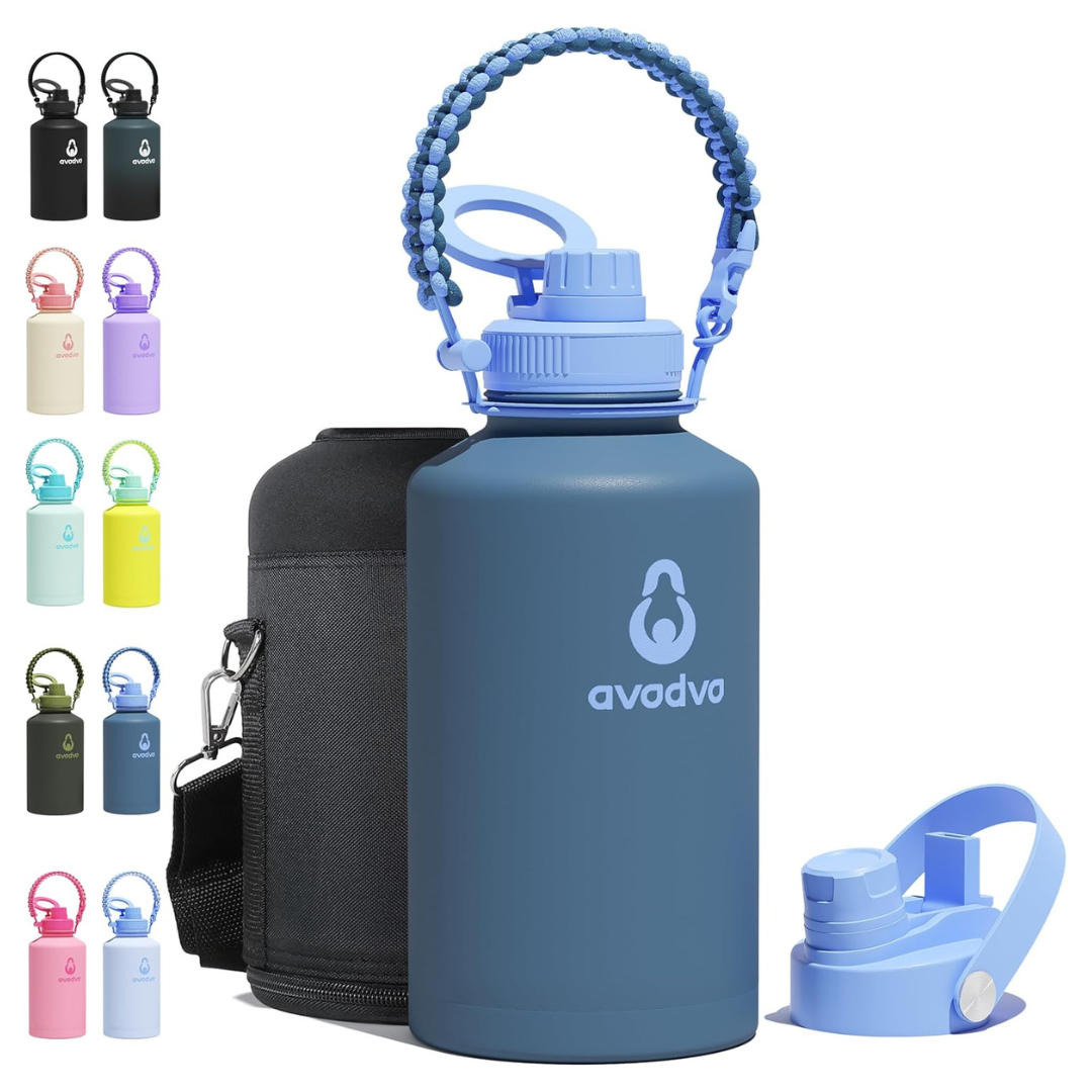 Avodvo 64 oz Water Bottle With 2-in-1 Straw & Spout Lid