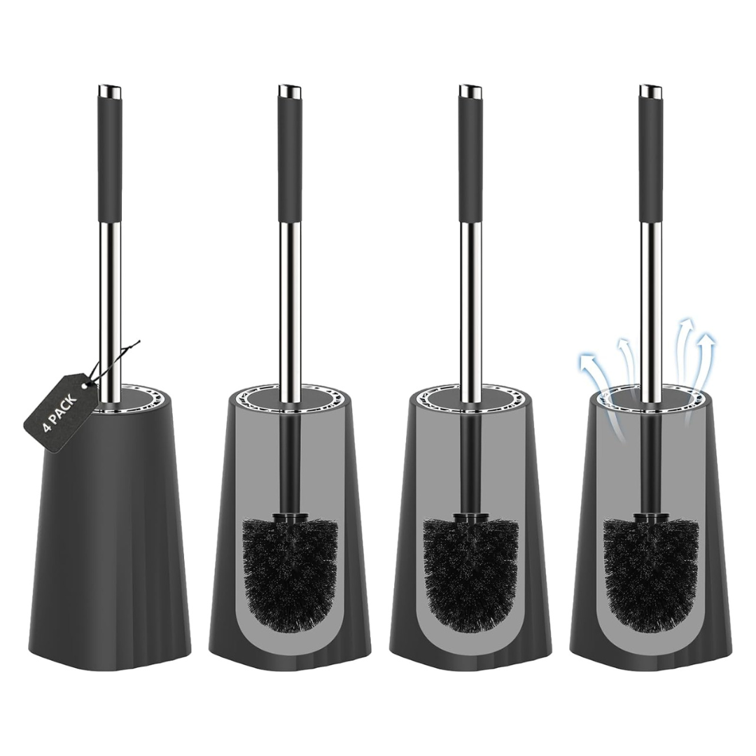 4-Pack SetSail Compact Size Toilet Brush And Holder (3 Colors)