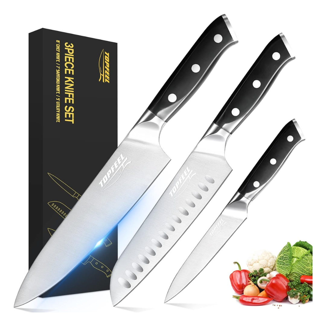 3-Pack German High Carbon Stainless Steel Kitchen Knives Set