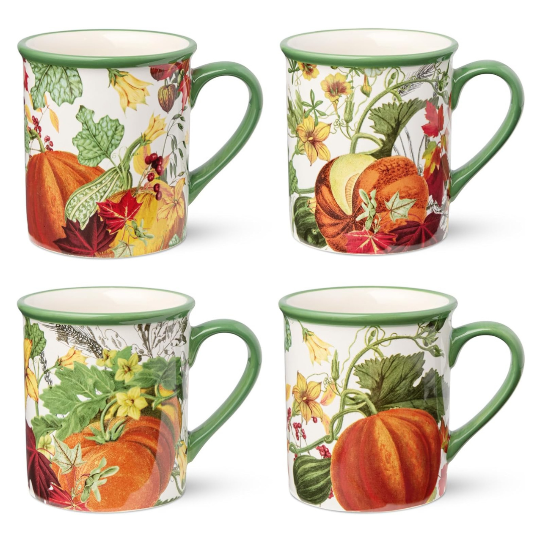Set Of 4 18-Oz Harvest Fields Ceramic Coffee Mugs