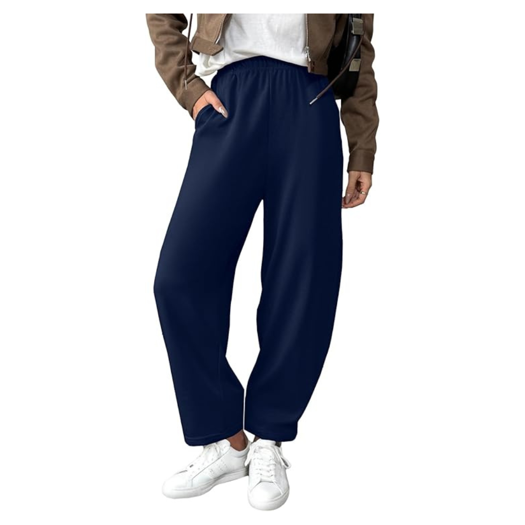 Women's Elastic High Waisted Wide Leg Sweatpants W/ Pockets