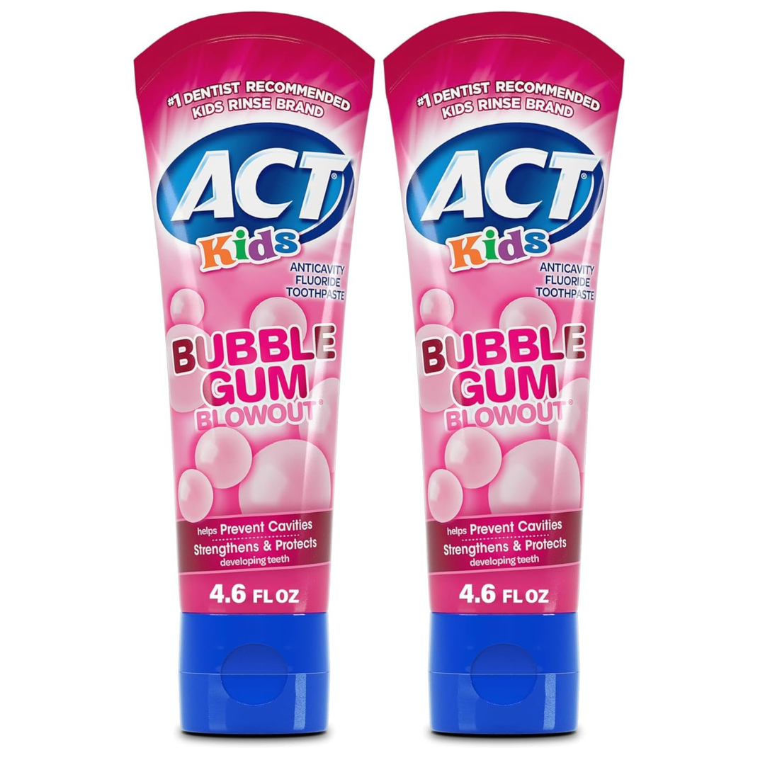 2-Pack 4.6 oz. ACT Kids Anticavity Fluoride Toothpaste Bubble Gum Blowout