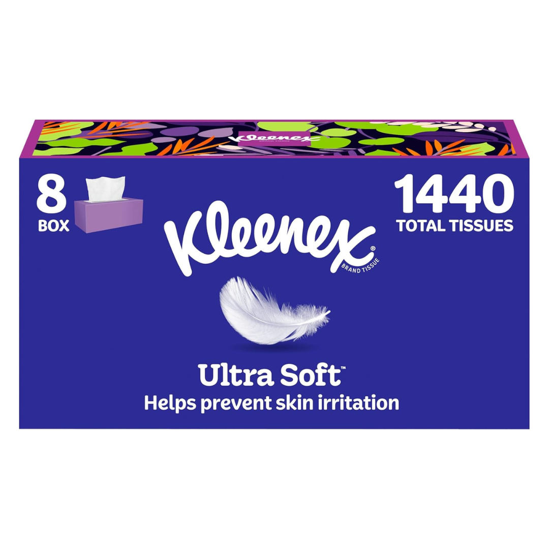 1440-Count (8pk X 180ct) Kleenex 3-Ply Ultra Soft Facial Tissues