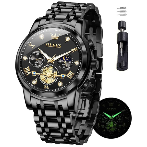 OLEVS Waterproof Men's 20mm Stainless Steel Chronograph Watch